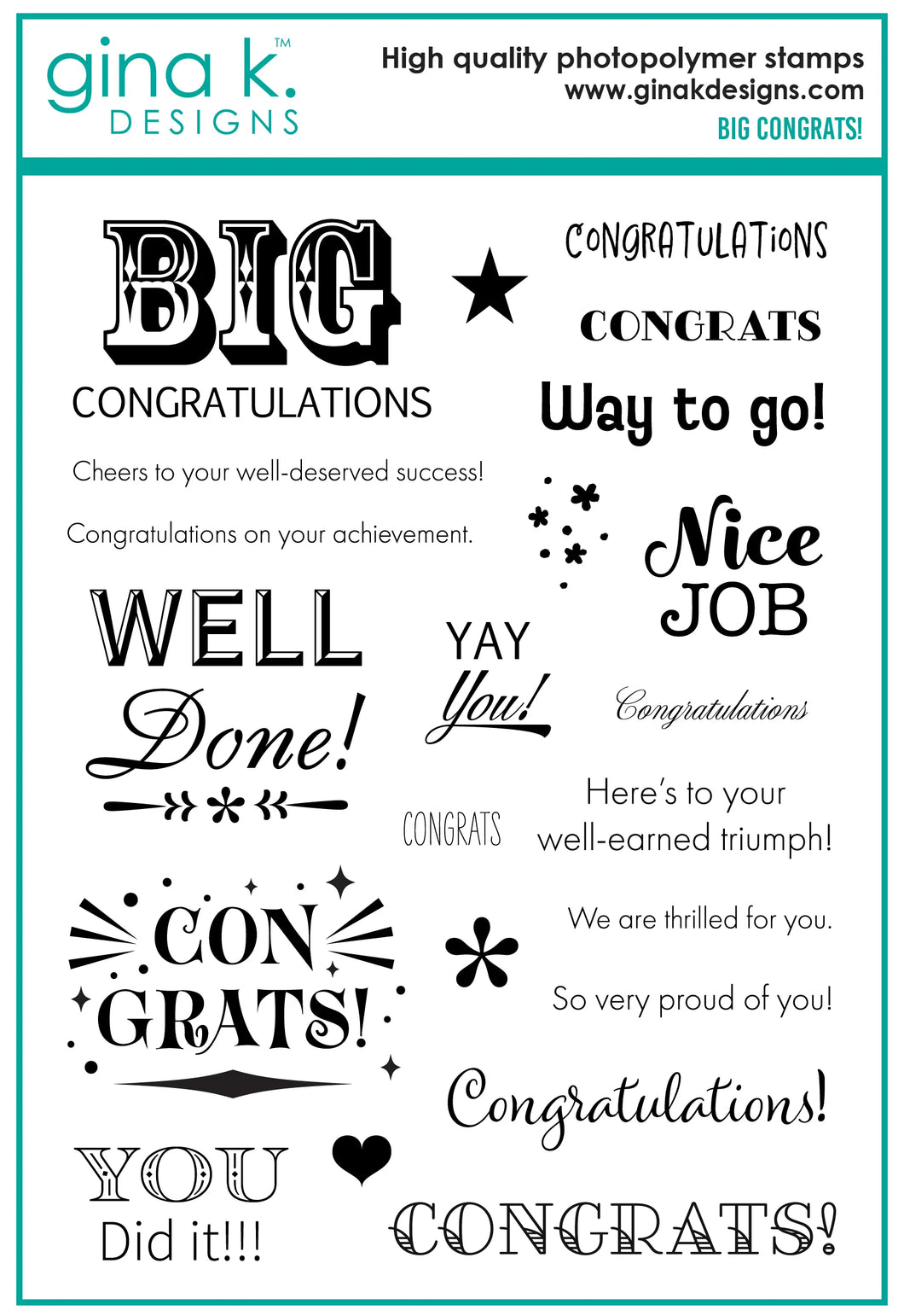 Gina K Designs - Big Congrats Stamp Set