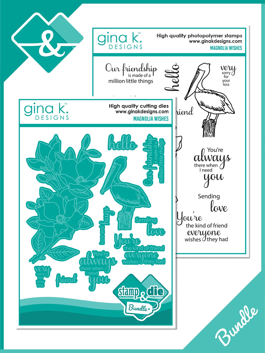 Gina K Designs - Magnolia Wishes - Stamp Set and Die Set Bundle