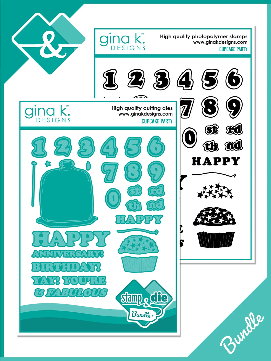 Gina K Designs - Cupcake Party - Stamp Set and Die Set Bundle