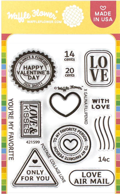 Waffle Flower - Postage Collage Love Stamp Set